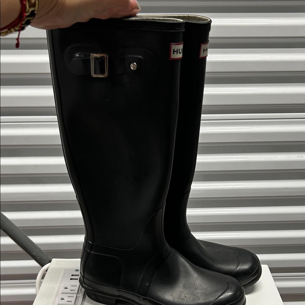 Hunter Classic Black Rain Boots with Buckle